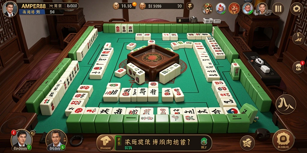 Tampilan permainan Mahjong yang mendebarkan dan penuh strategi.