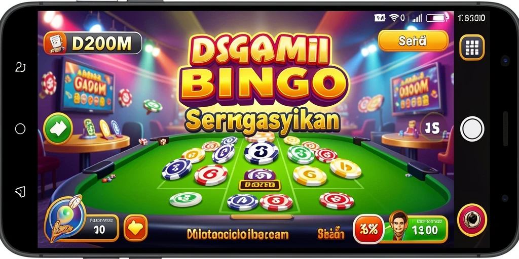 Screenshot utama D200M menunjukkan gameplay Bingo yang seru dan interaktif.
