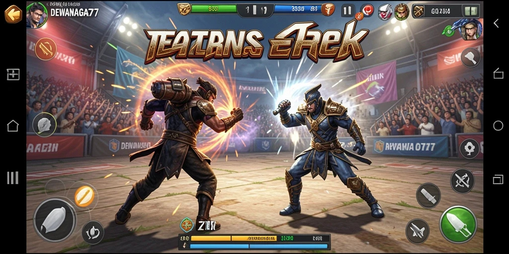 Screenshot gameplay DEWANAGA77 yang menampilkan pertarungan intens antara karakter.