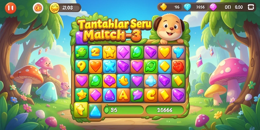 Screenshot gameplay IND666 menampilkan momen seru mencocokkan objek warna-warni.
