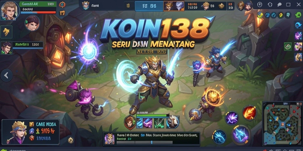 Screenshot gameplay KOIN138 yang menampilkan aksi seru dalam pertarungan MOBA.