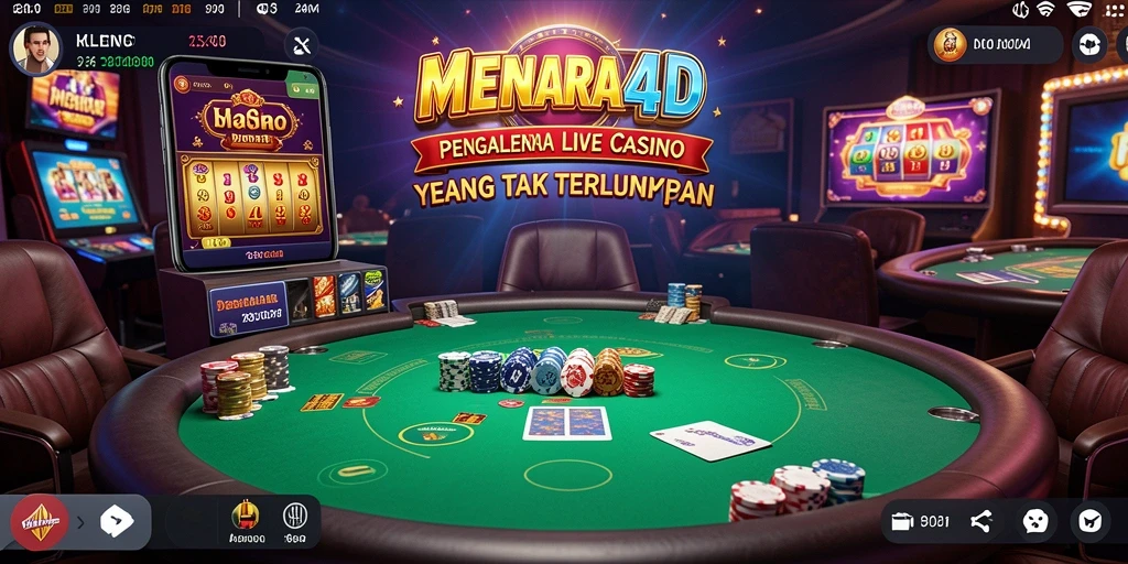 Screenshot gameplay MENARA4D menampilkan dealer dan pemain dalam suasana Live Casino.
