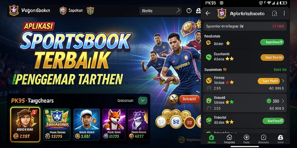 Screenshot utama PK95 menampilkan aksi taruhan olahraga yang seru.