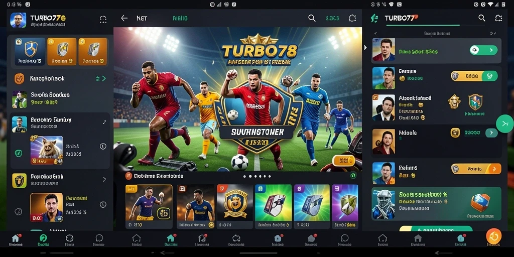 Tampilan menarik dari aplikasi TURBO78 saat melakukan taruhan olahraga.